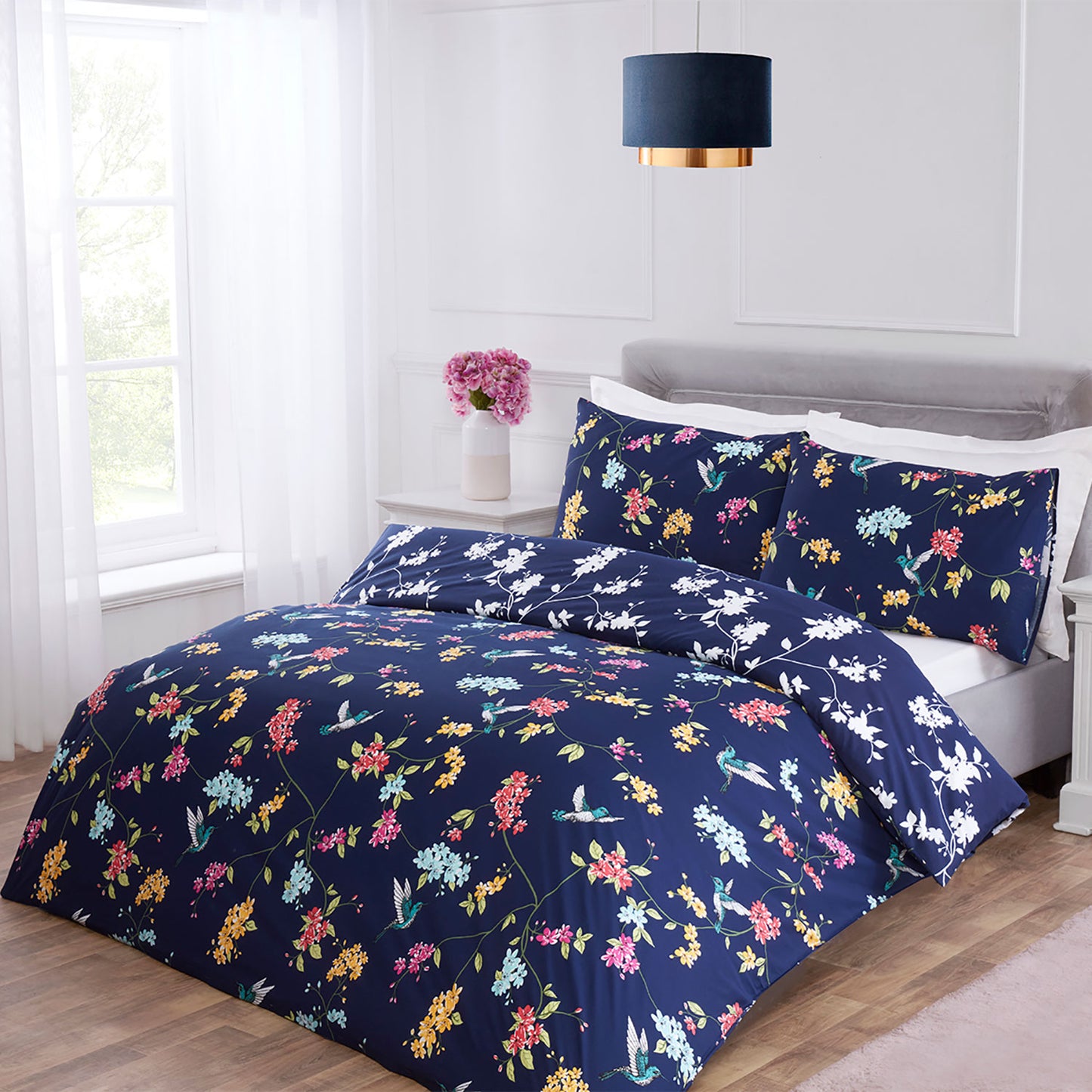 Tropical Bird Navy Blue Duvet Set