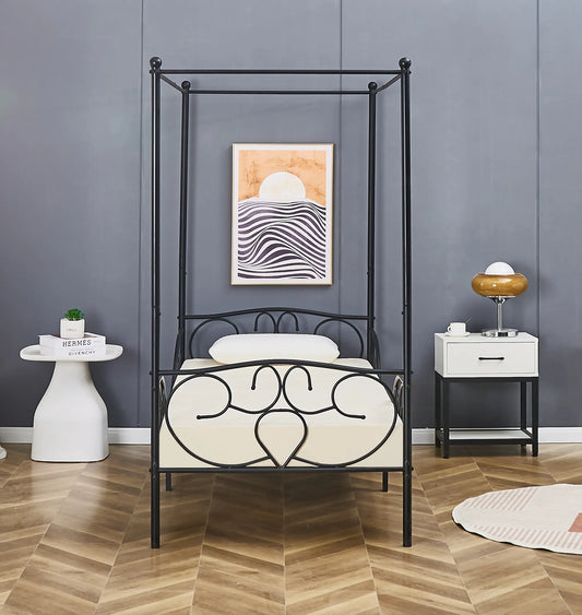 Lila Metal Four Poster Princess Black Bed Frame