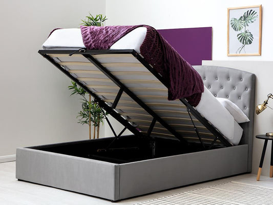 Sedgwick Grey Velvet Ottoman Storage Bed