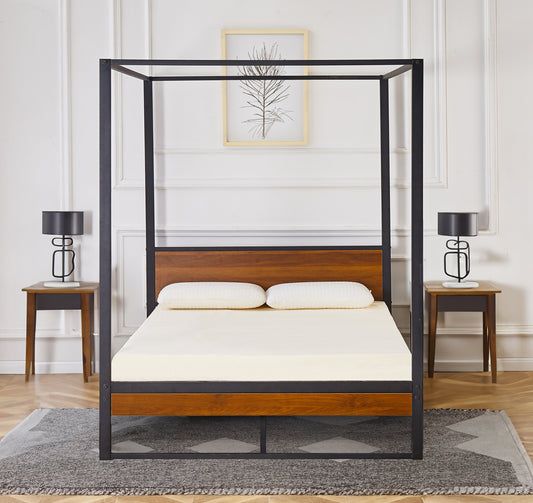 Lancaster Wood And Black Metal Bed