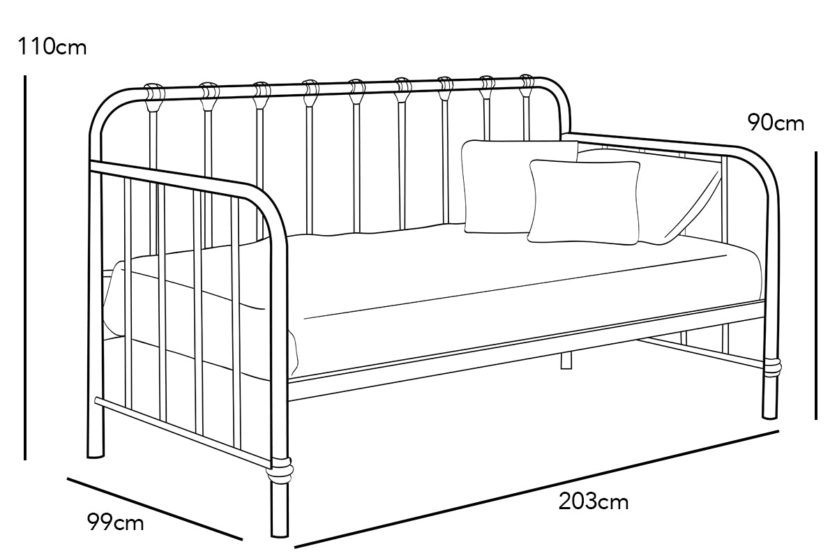 York Industrial Black Metal Day Bed