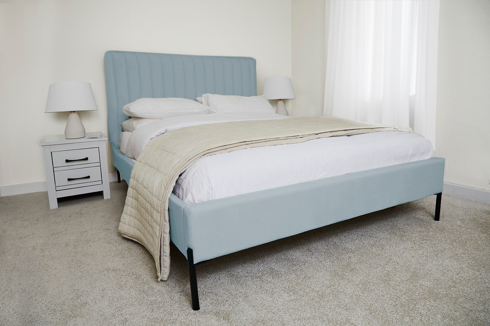 Huntington Duck Egg Blue Fabric Bed