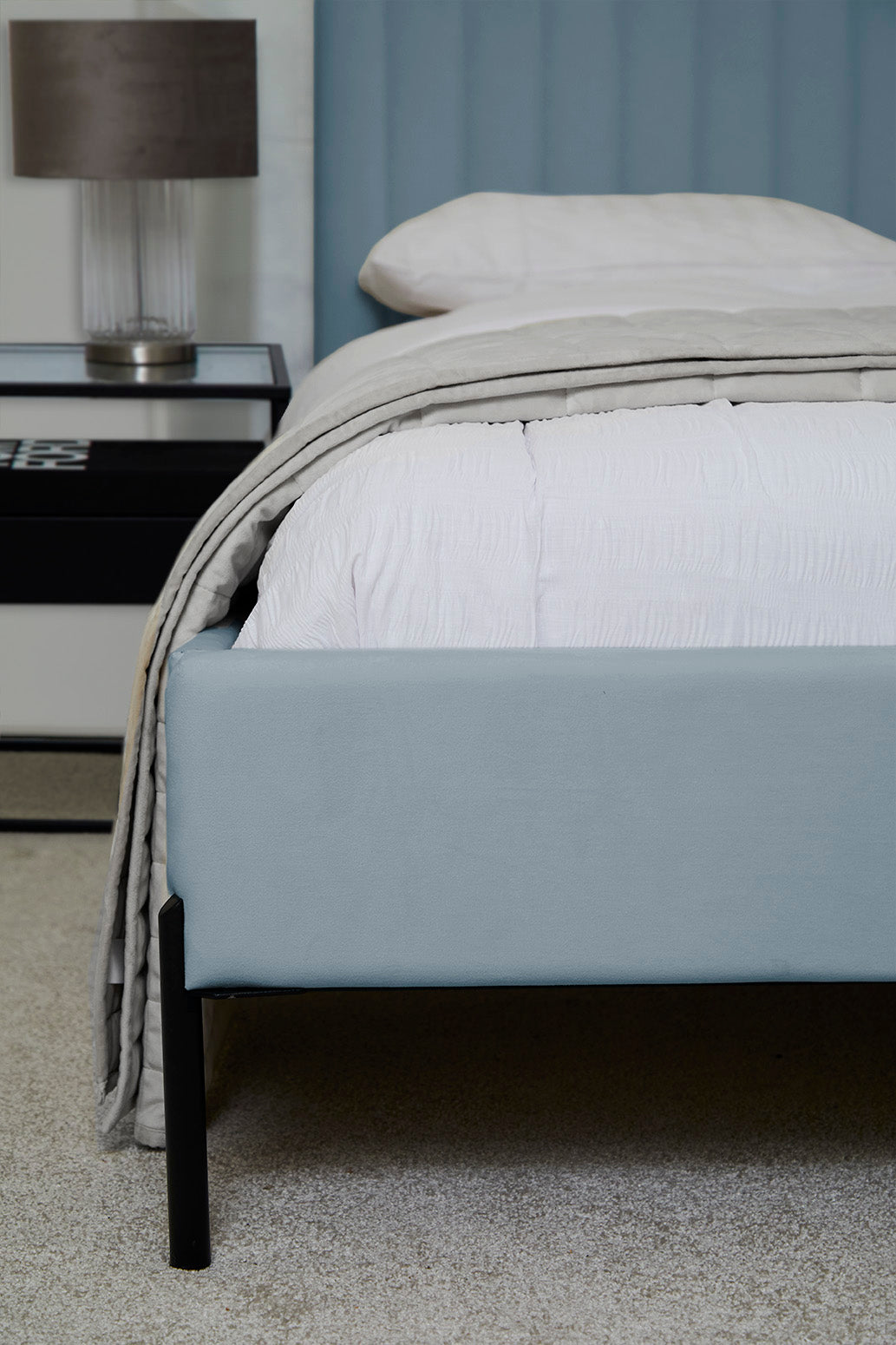 Huntington Duck Egg Blue Fabric Bed