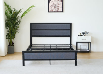 Ashby Black Fabric And Metal Bed