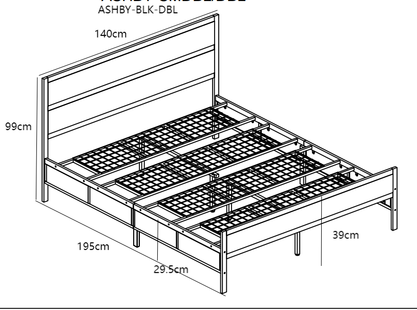 Ashby Black Fabric And Metal Bed