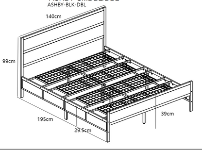Ashby Black Fabric And Metal Bed