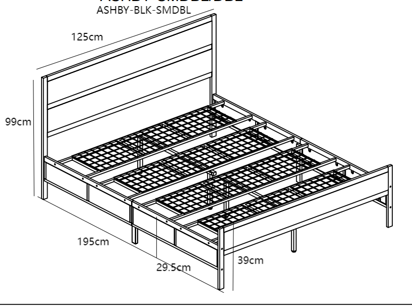 Ashby Black Fabric And Metal Bed