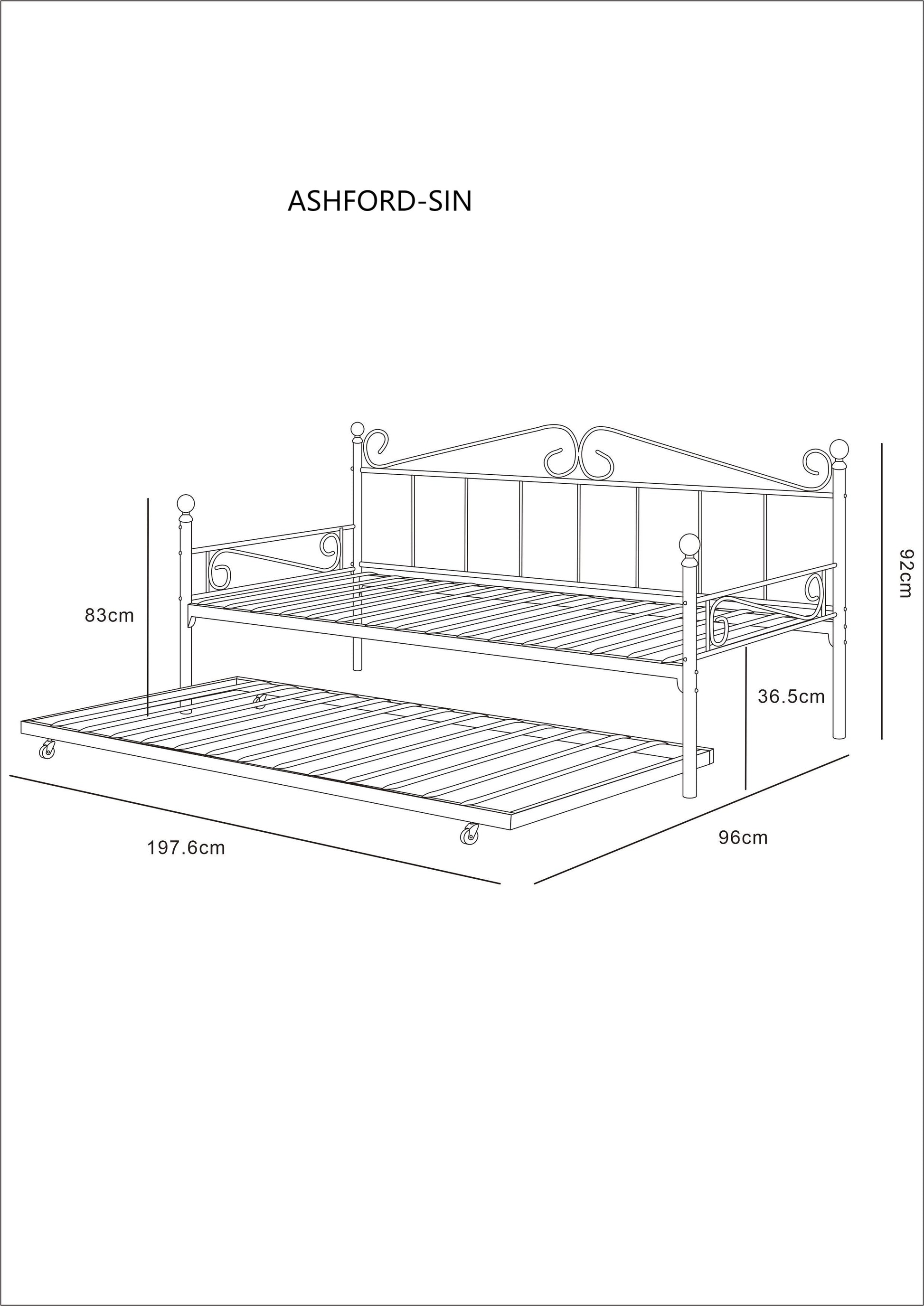 Ashford Vintage Black Metal Day Bed Frame