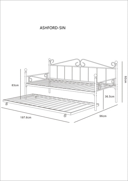 Ashford Vintage Black Metal Day Bed Frame