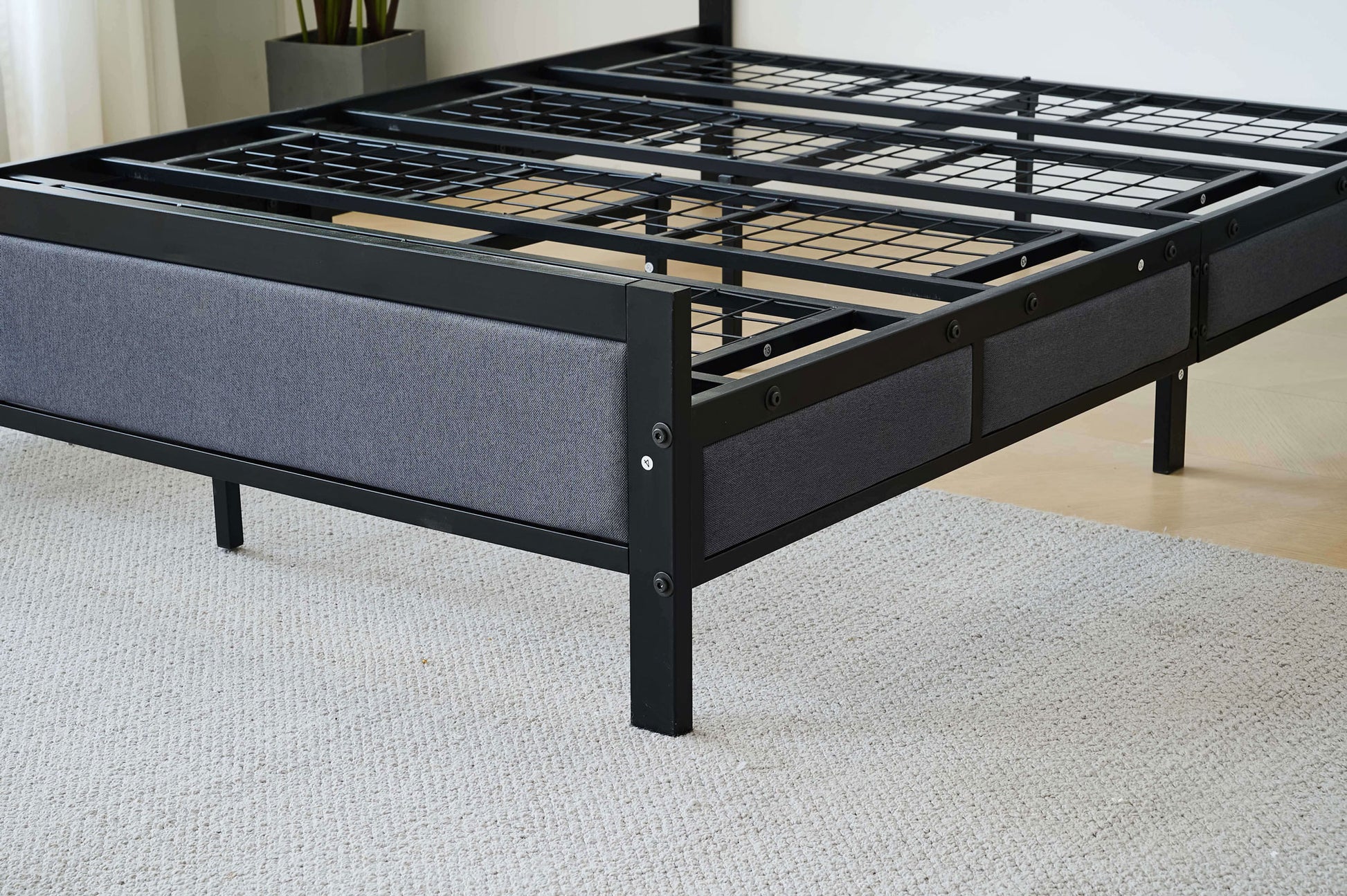 Ashby Black Fabric And Metal Bed