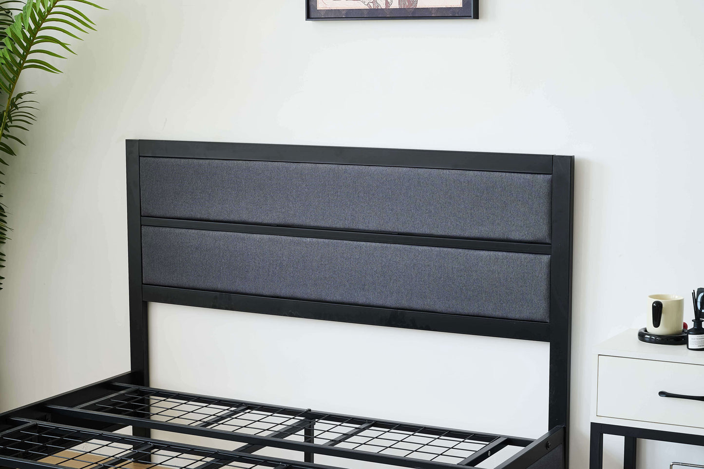 Ashby Black Fabric And Metal Bed