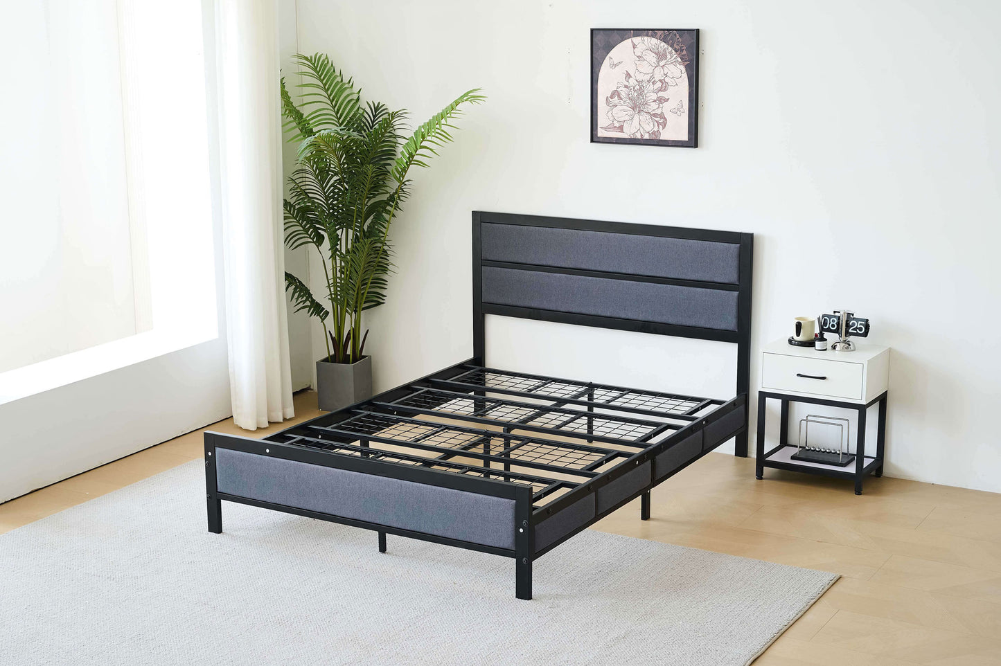 Ashby Black Fabric And Metal Bed