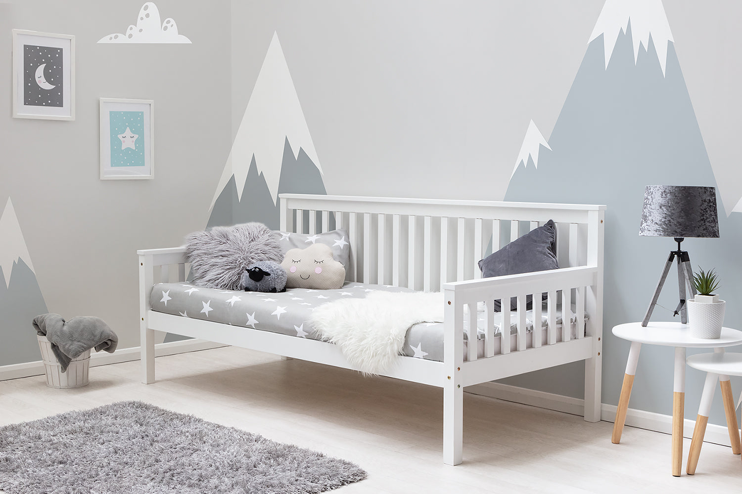 Bylthe White Wooden Single Day Bed