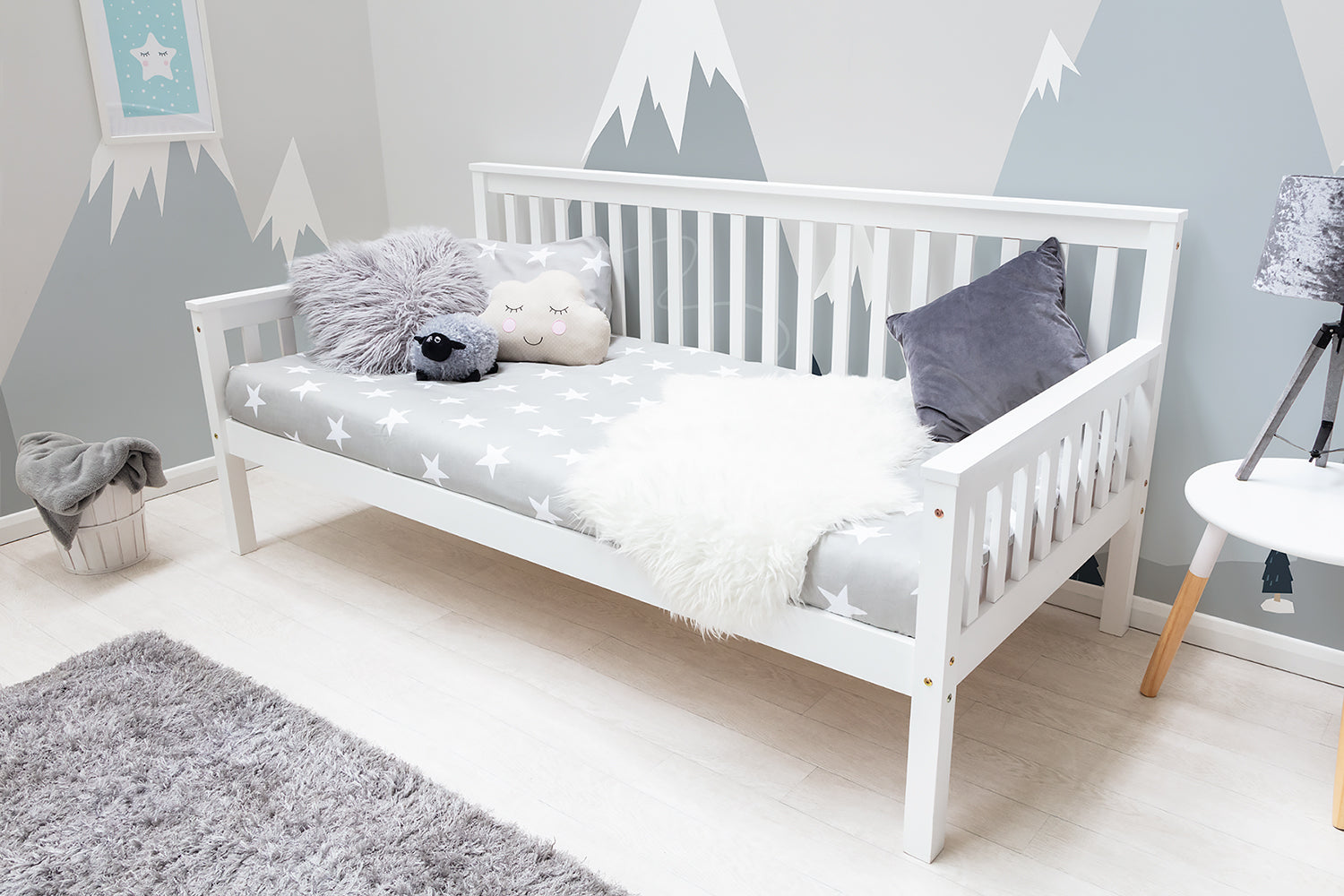 Bylthe White Wooden Single Day Bed