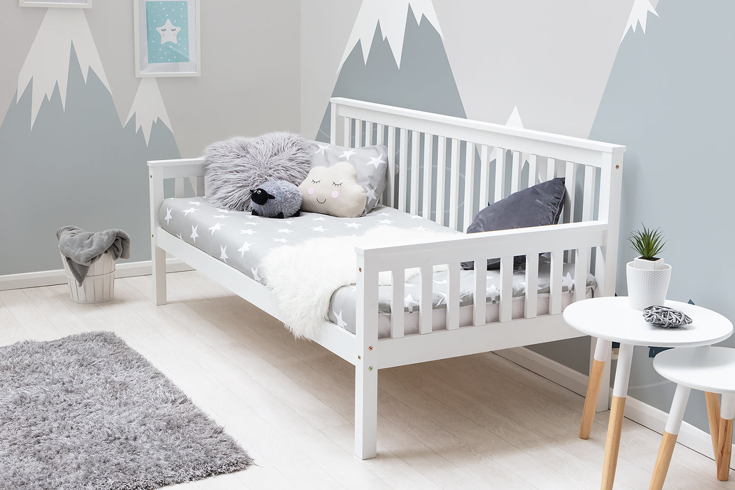 Bylthe White Wooden Single Day Bed