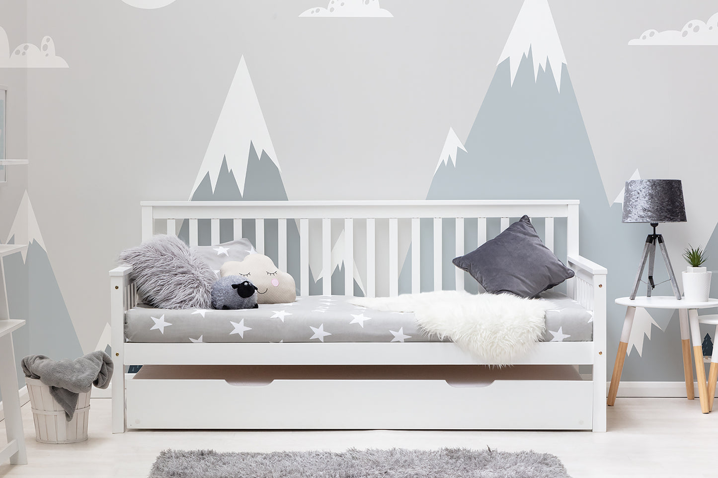 Bylthe White Wooden Single Day Bed