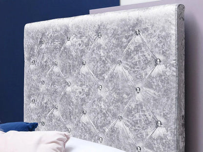 Beaumont Crushed Silver Velvet Storage Fabric Bed