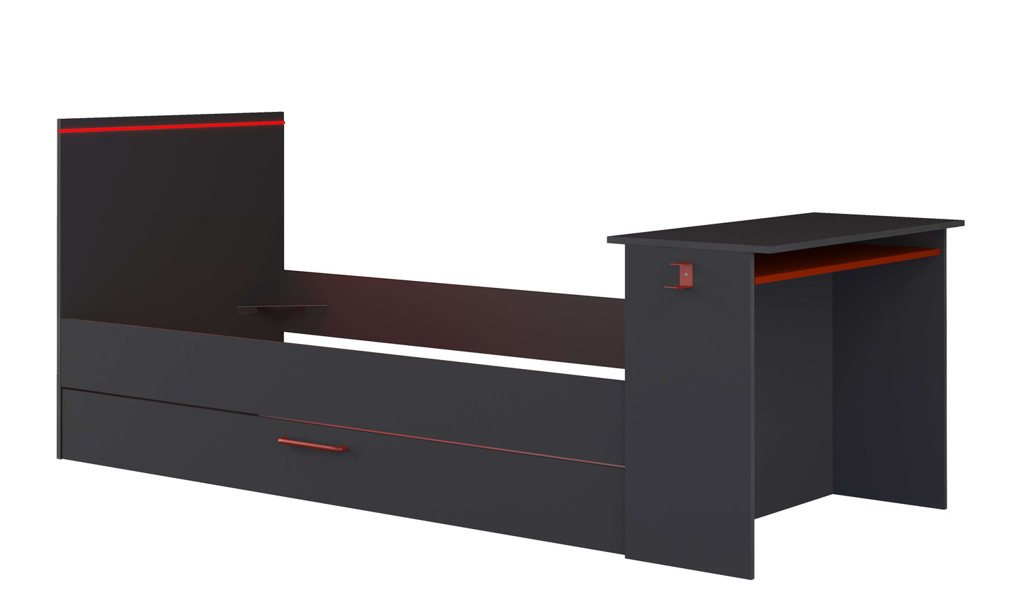 BZone LED Gaming Bed with Desk & Trundle