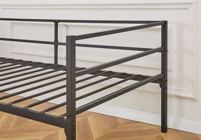 Catton Minimalistic Black Metal Day Bed Frame with Trundle