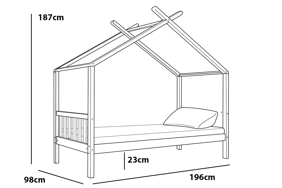 Charlie Kids White Wooden House Bed