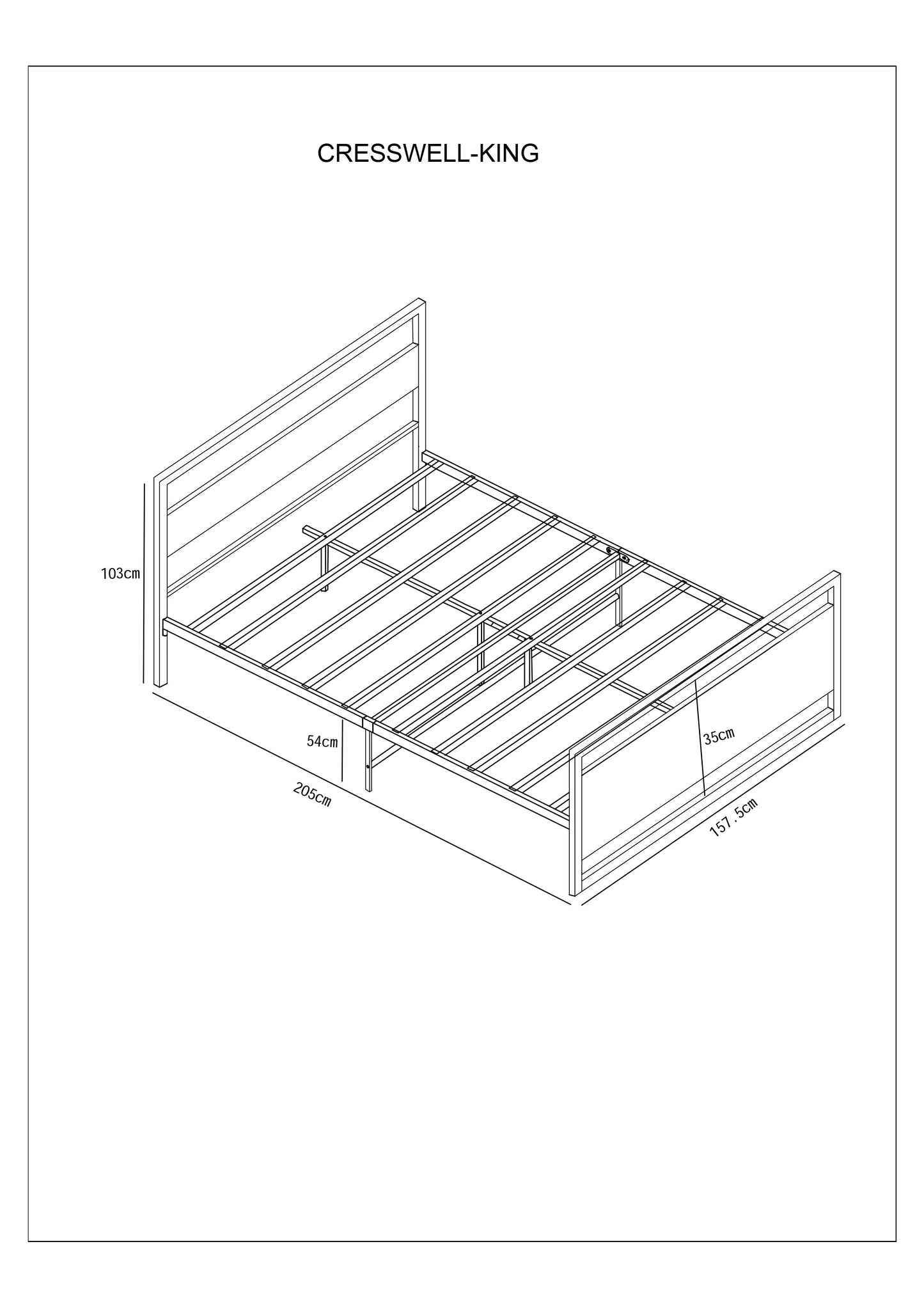 Cresswell Metal and Wooden Bed
