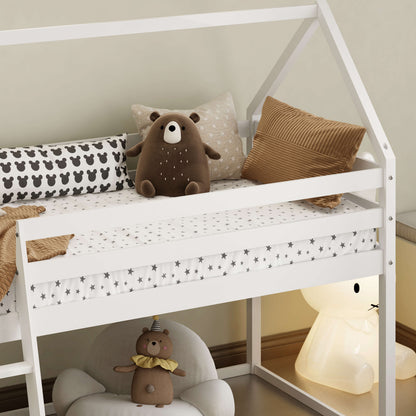 Eli Kids White Mid Sleeper Cabin Loft Bed With Underbed Storage Space