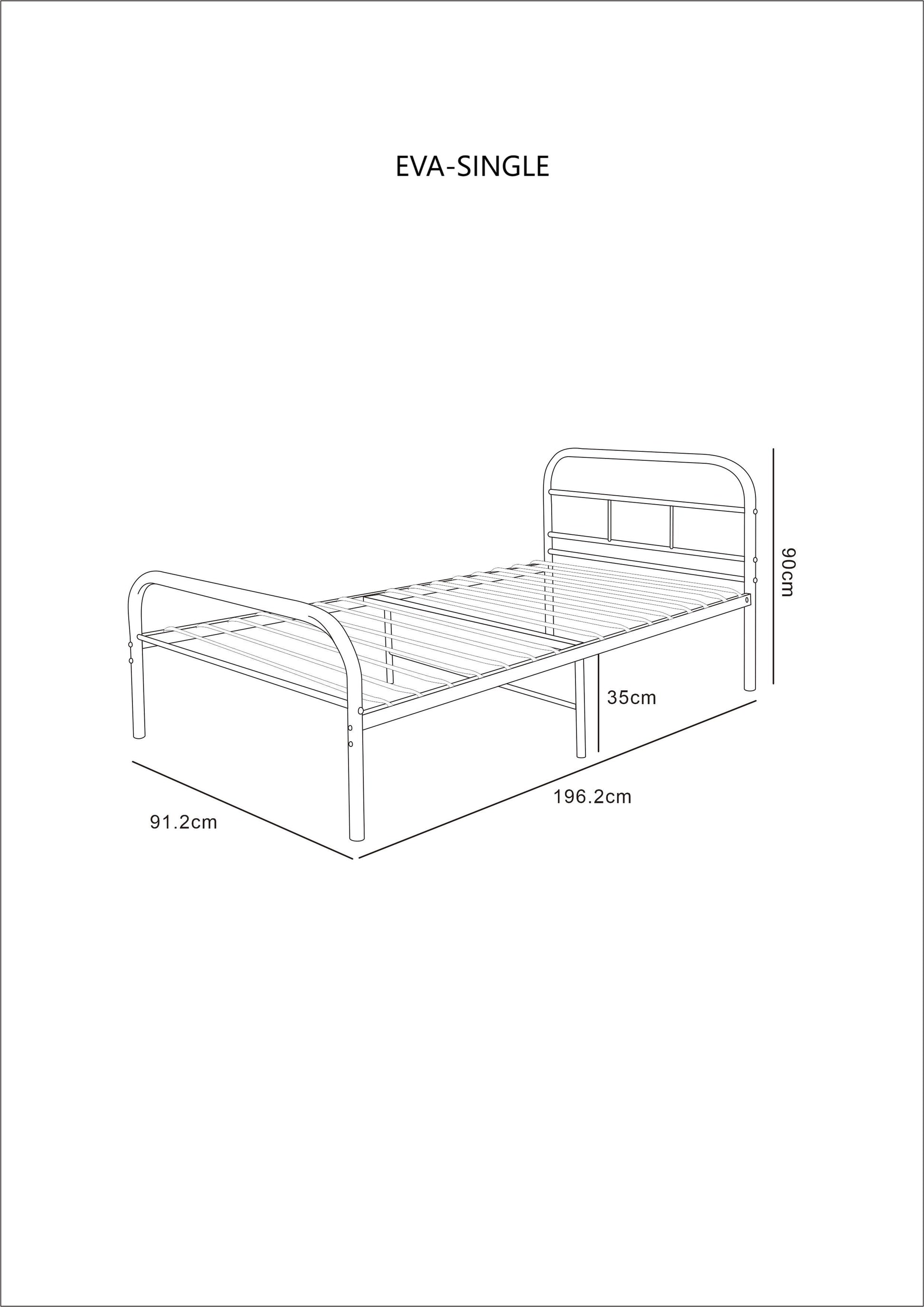 Eva Black Metal Bed Frame with Curved Headboard