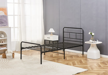 Eva Black Metal Bed Frame with Curved Headboard