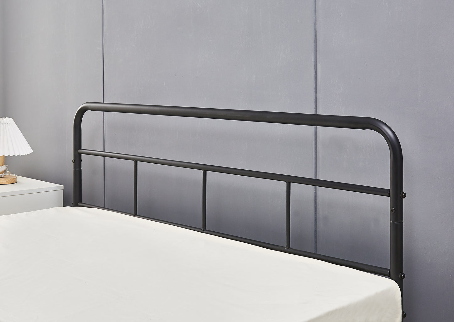 Eva Black Metal Bed Frame with Curved Headboard