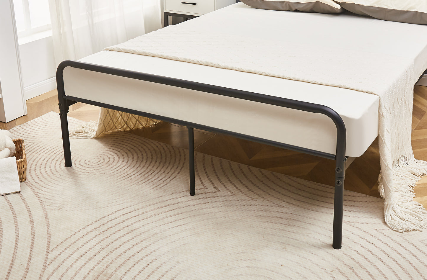 Eva Black Metal Bed Frame with Curved Headboard