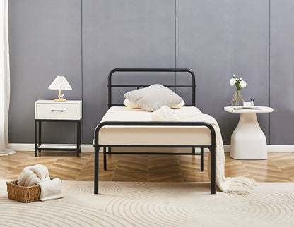 Eva Black Metal Bed Frame with Curved Headboard