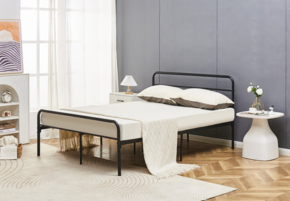 Eva Black Metal Bed Frame with Curved Headboard