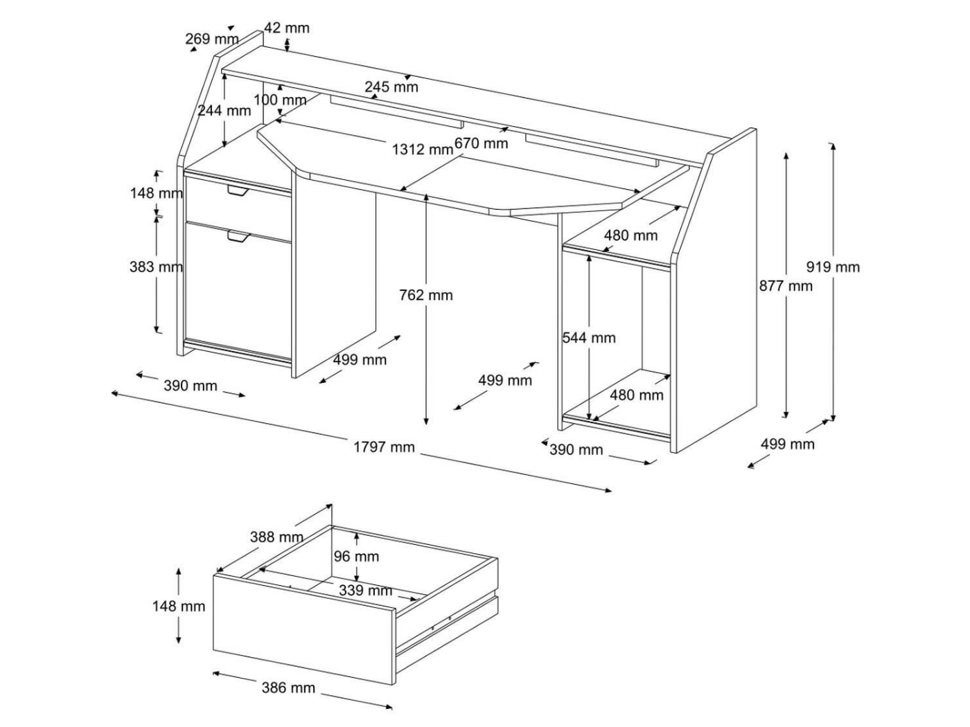 Large Set Up LED Gaming Desk