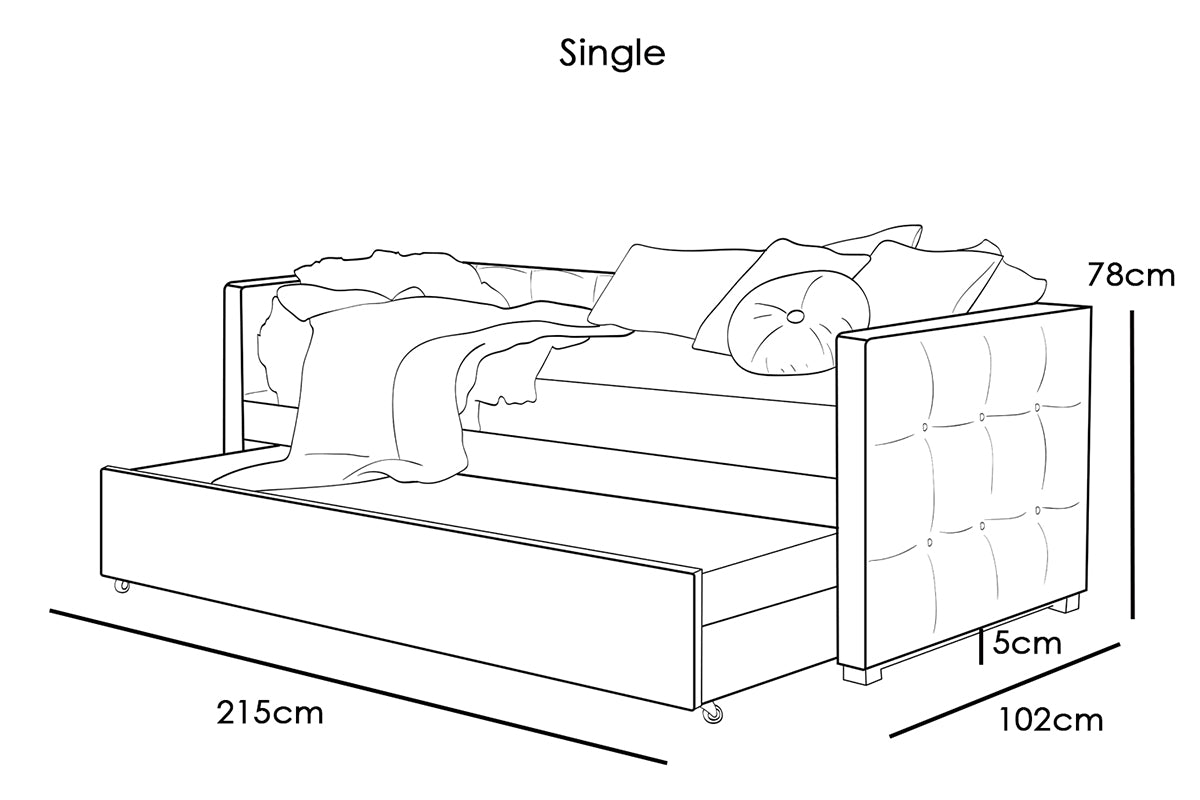 Holyrood Grey Fabric Day Bed With Trundle