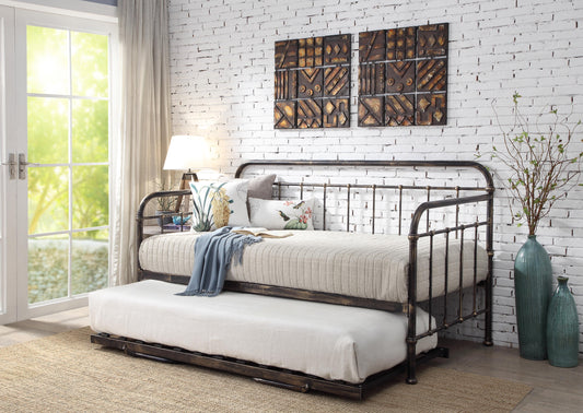 Harlow Brushed Antiqued Metal Day Bed With Trundle
