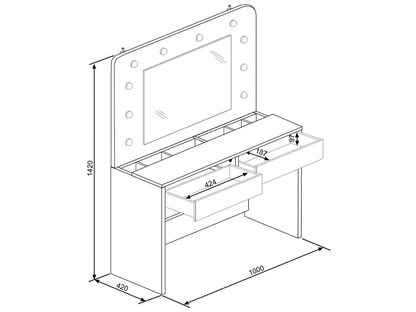 Hollywood Dressing Table & Beauty Bar