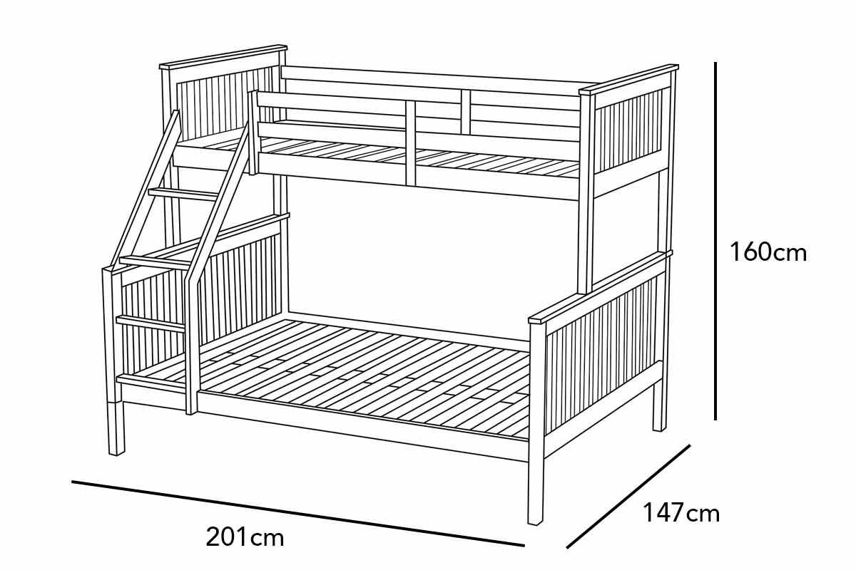 Indie Kids Bunk Bed Triple Sleeper White
