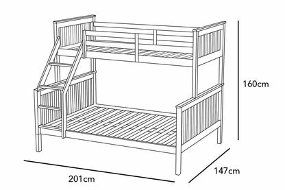 Indie Kids Bunk Bed Triple Sleeper White
