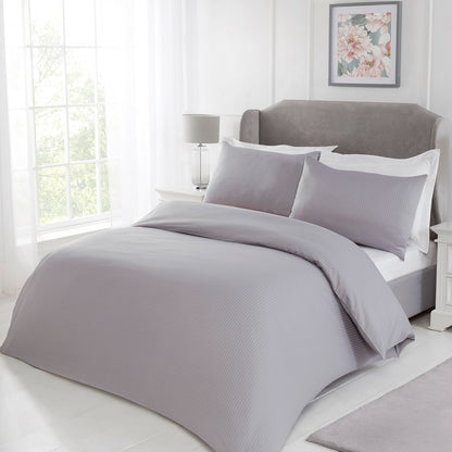 Satin Stripe Silver Grey 210TC 100% Cotton Duvet Set