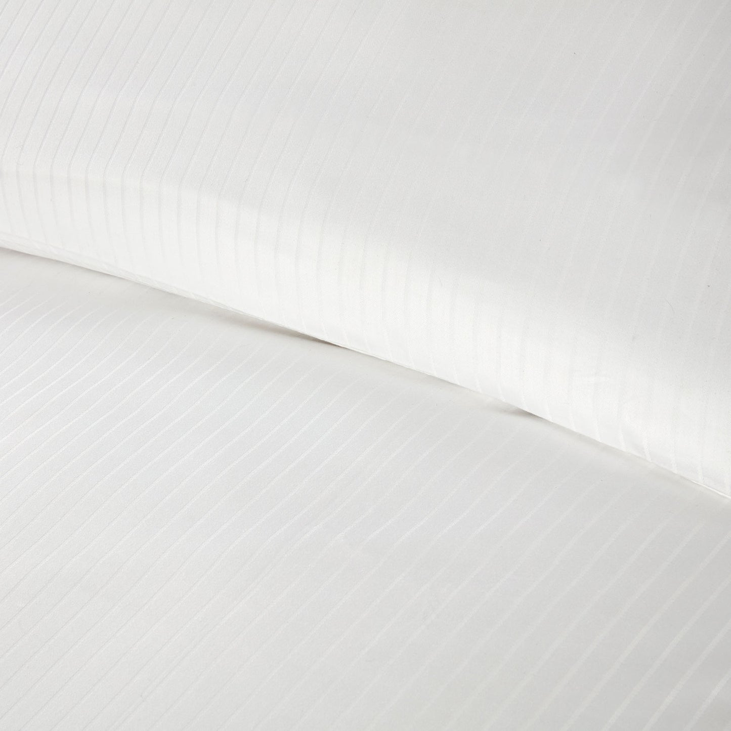 Satin Stripe White 210TC 100% Cotton Duvet Set