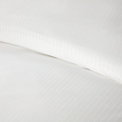 Satin Stripe White 210TC 100% Cotton Duvet Set