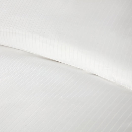 Satin Stripe White 210TC 100% Cotton Duvet Set
