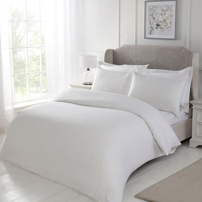 Satin Stripe White 210TC 100% Cotton Duvet Set