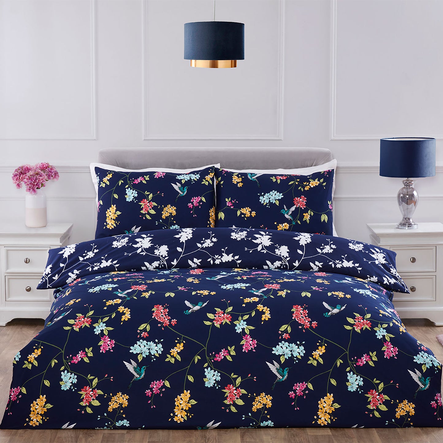 Tropical Bird Navy Blue Duvet Set
