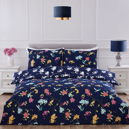 Tropical Bird Navy Blue Duvet Set