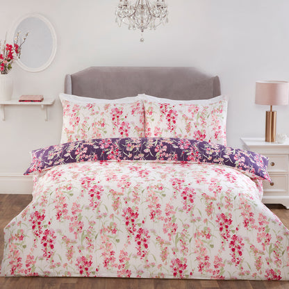 Wisteria Pink Reversible Floral Duvet Set