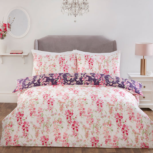 Wisteria Pink Reversible Floral Duvet Set
