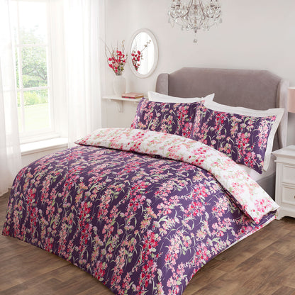 Wisteria Pink Reversible Floral Duvet Set
