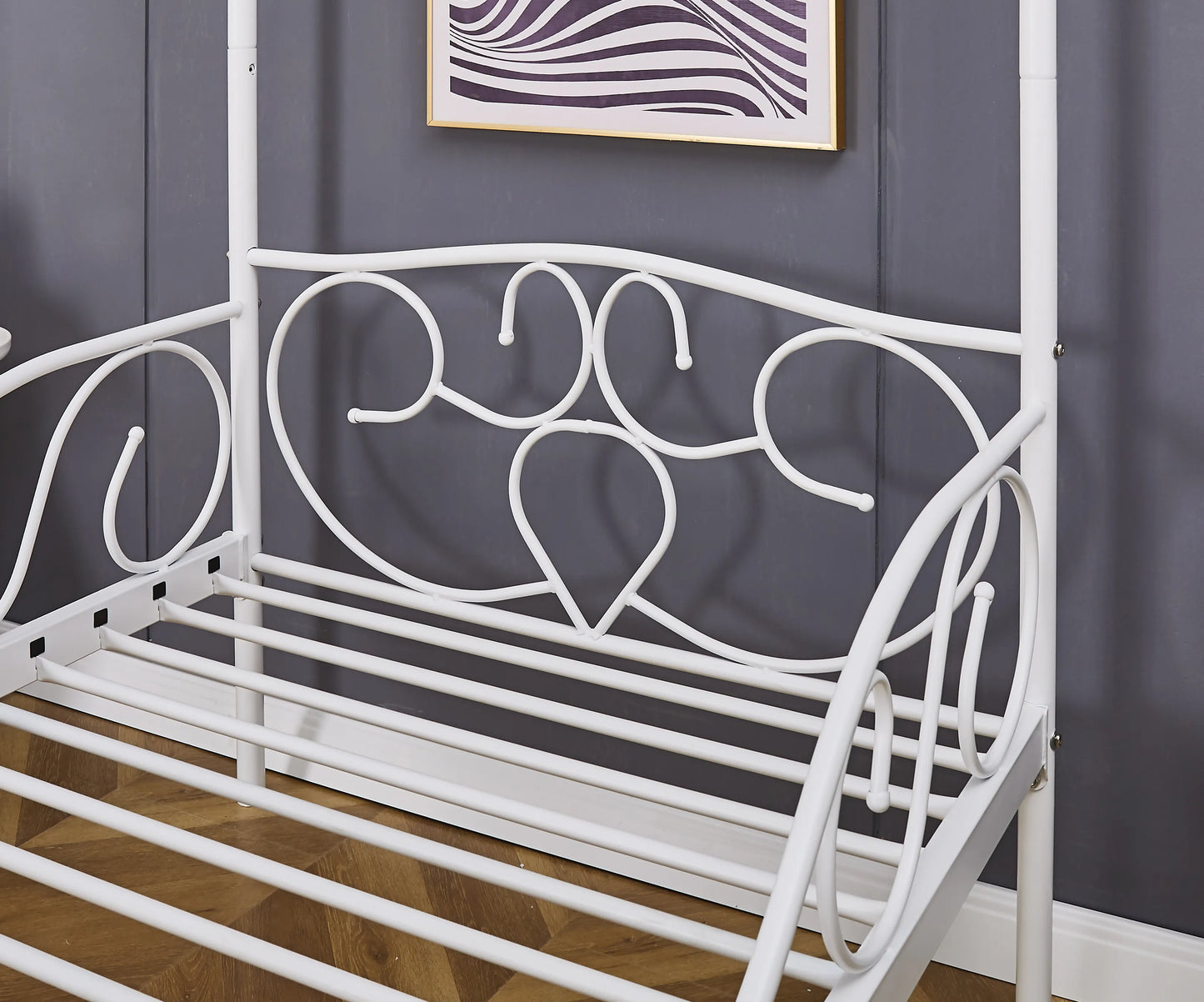 Lila Metal Four Poster Princess White Bed Frame