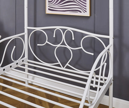 Lila Metal Four Poster Princess White Bed Frame